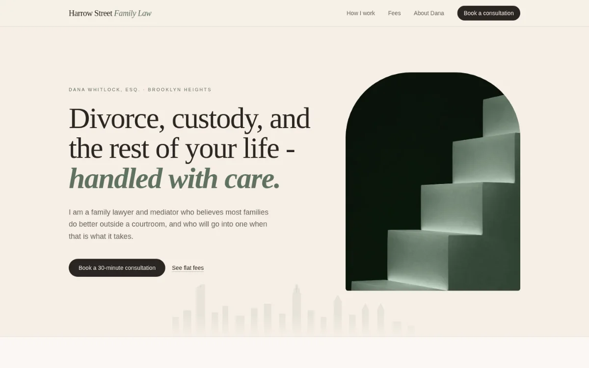 Harrow Street Family Law, a demonstration website for a family law and mediation practice in Brooklyn, New York